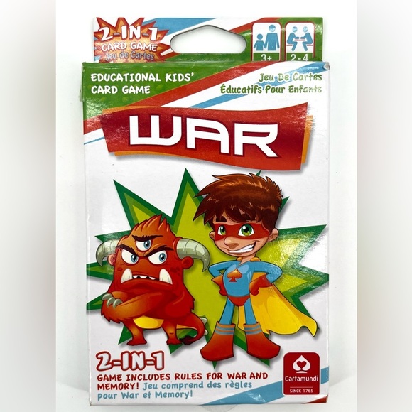 WAR & Memory 2-in-1 Educational Kids' Card Game‎ Cartamundi 2-4 Players Age 3+ - Picture 1 of 3